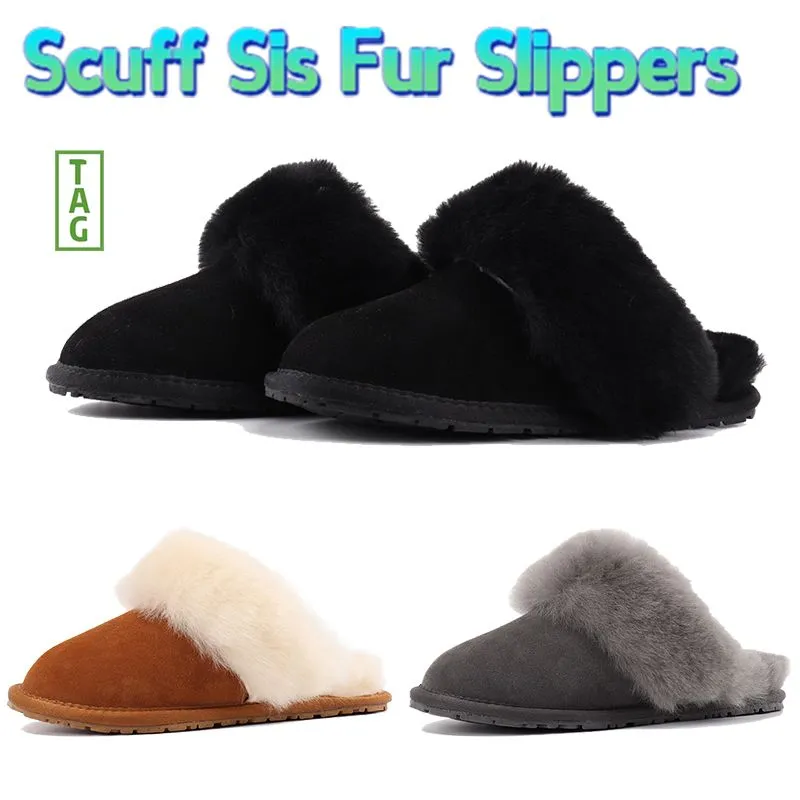 Australia fur slippers winter scuffs sis designer shoes mens luxury slides black charcoal chestnut scuff warm men women slipper indoor outdoor sneakers uggitys