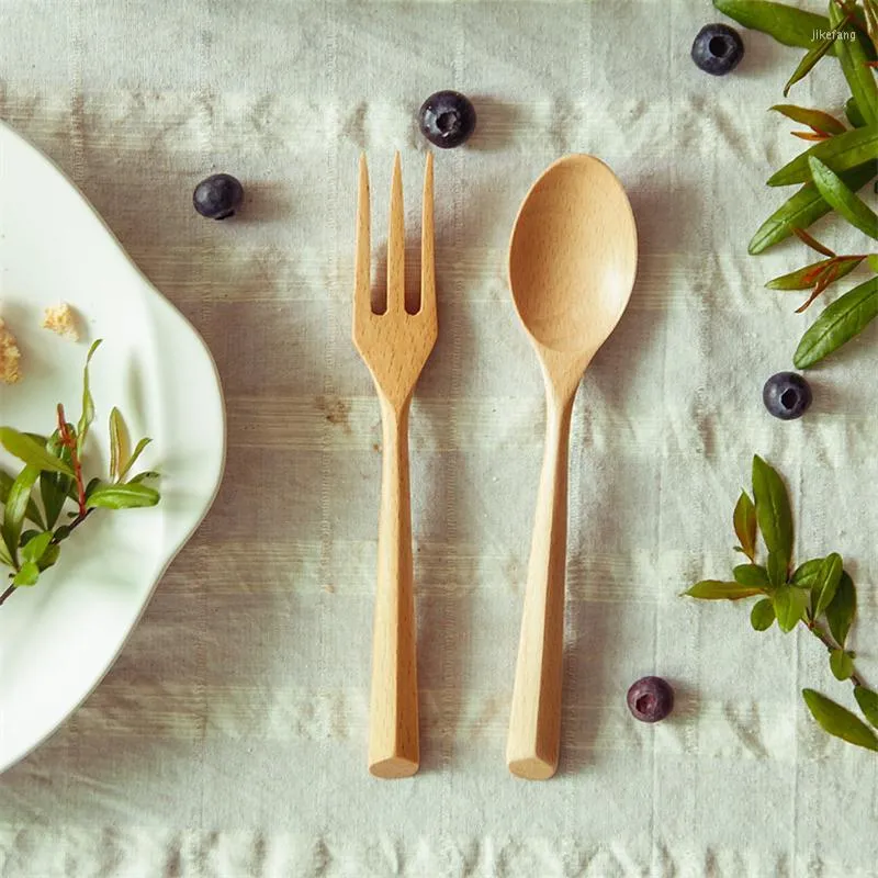 Dinnerware Gets Salad Wooden Dinner Fork Handmade Teaspoon Kitchen Gadget