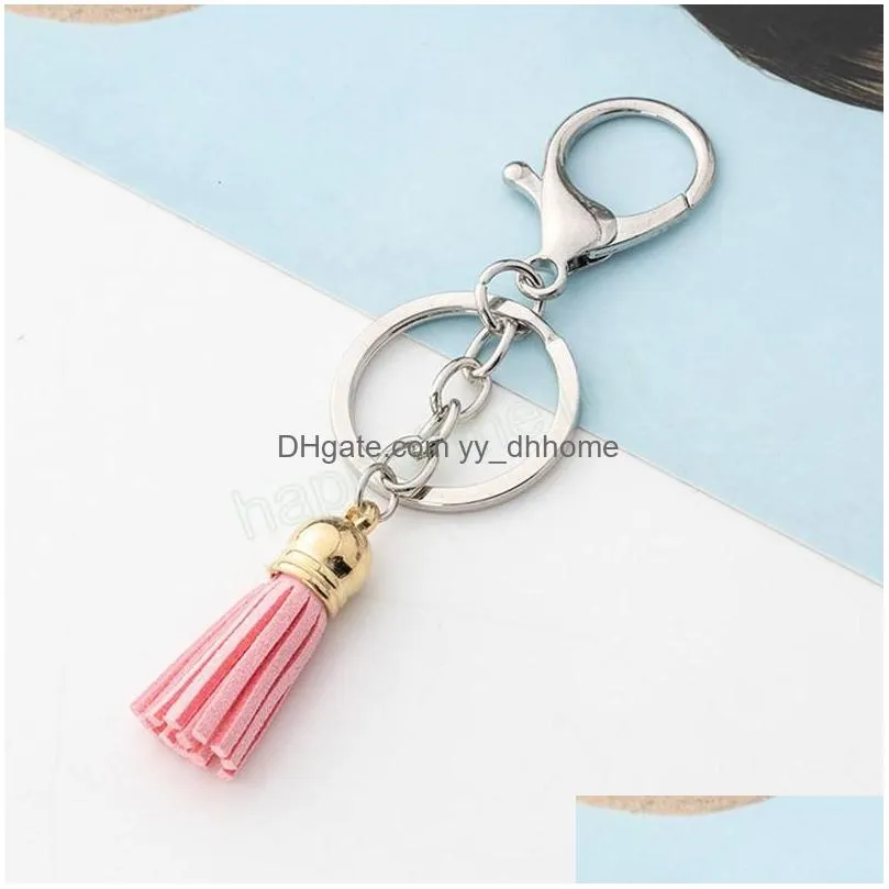 Key Rings Luxury Veet Leather Tassel Key Chain Women Bag Hanging Pendant Ornaments Car Ring Holder Jewelry Trinket Wholesale Drop Del Dhafq