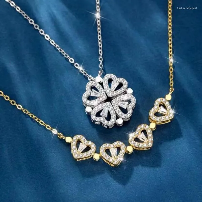 Collane a ciondolo nonoyes fortunato a quattro fogli di trifoglio Collana Personalit￠ per matrimoni da donna Accessori a forma di cuore Accessori a forma di cuore