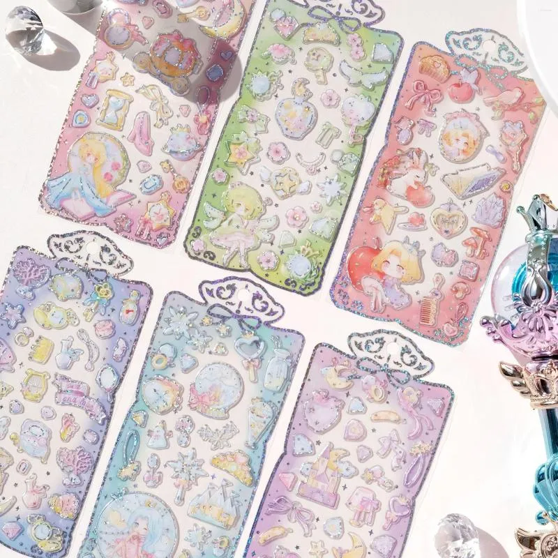 Present wrap 3d s￶t prinsessor rosa klisterm￤rken telefondagbok planerare deco transparent kristallklippbok klisterm￤rke skr￤p journal diy hantverk leveranser
