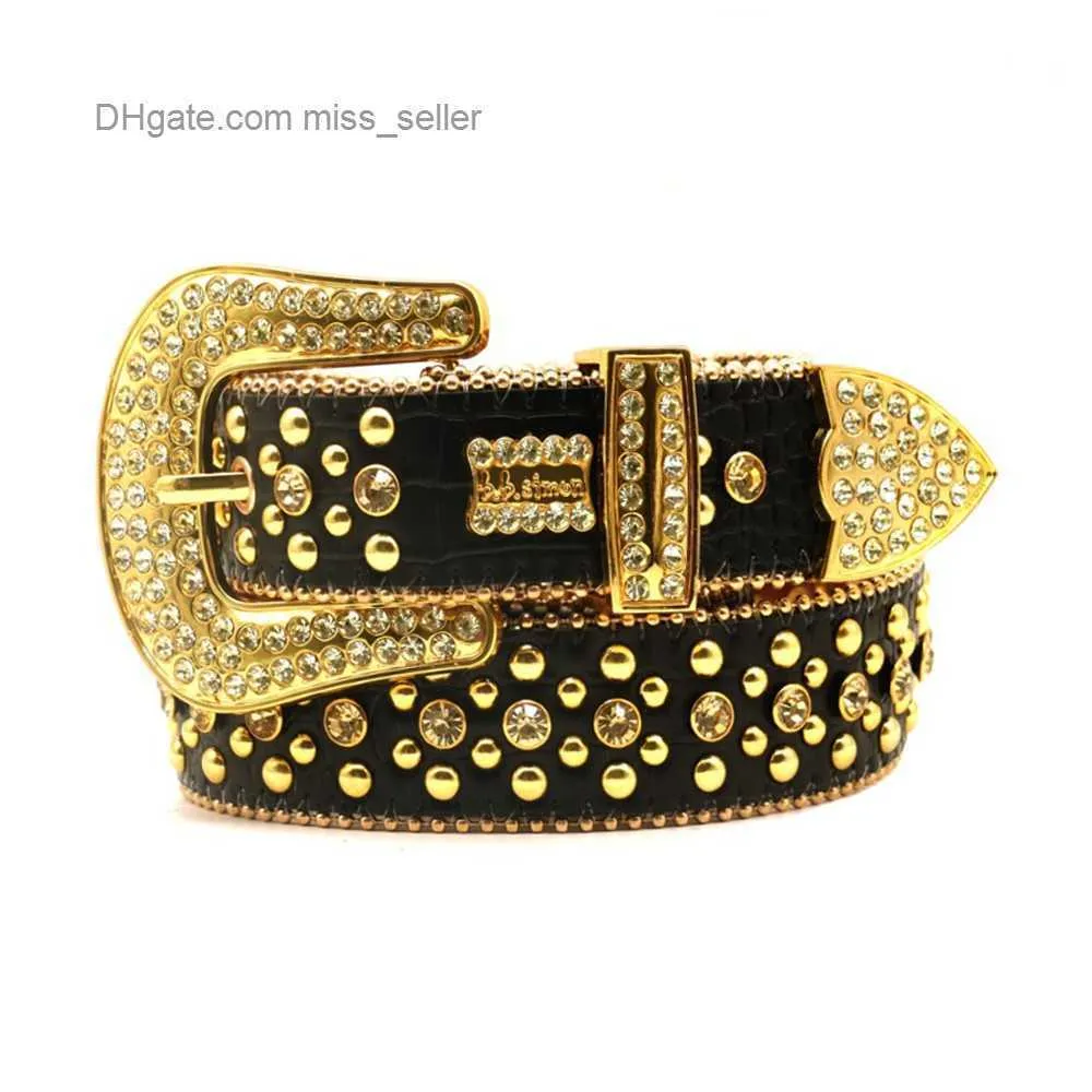 2022 Designer Belt Bb Simon Rhinestone belt Men and women have pin button rivets Punk style waist seal Fashion versatile pants belt