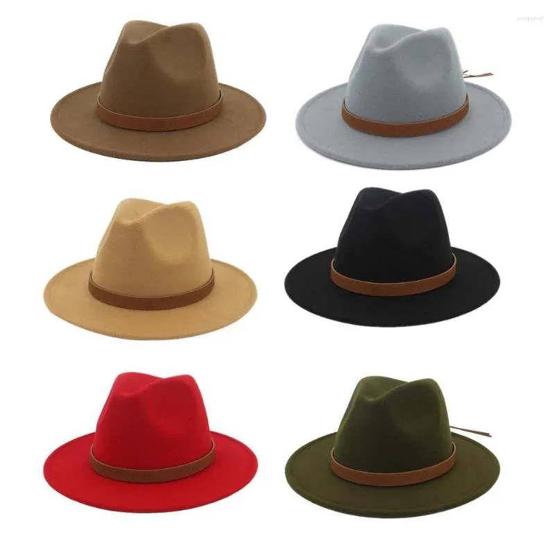 Berets Wool Top Hat Women Bowler Hats Flat Jazz Cap Men Round Round Admable 6 Colour