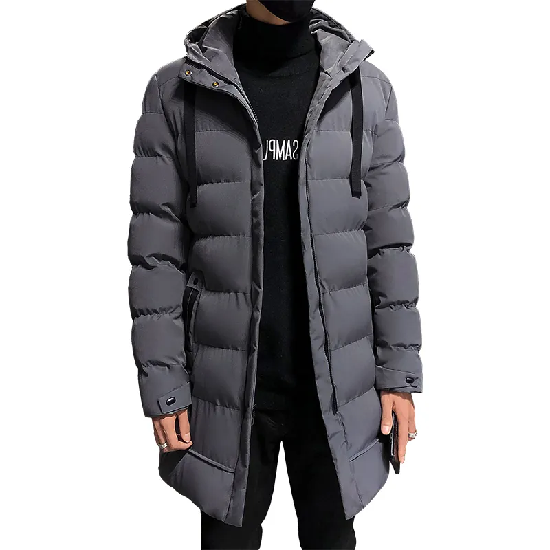 Mens Down Parkas Men Winter Jacket Warm Hooded Solid Man Jackets and Coats Outwear Windbreaker Male Long Parka Overcoats Plus Size Black Grey 4XL 221129