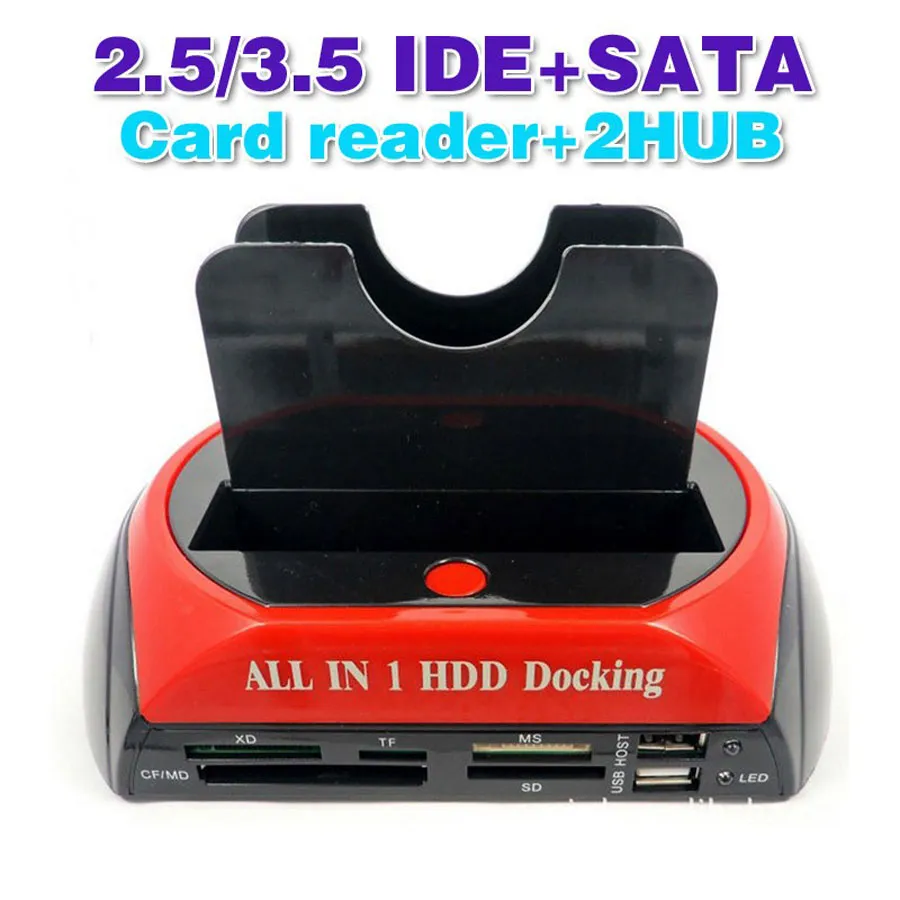 Station d'accueil HDD tout en 1 USB 2.0 à 2.5 "3.5" IDE SATA eSATA boîtier HD externe boîtier de disque dur lecteur de carte