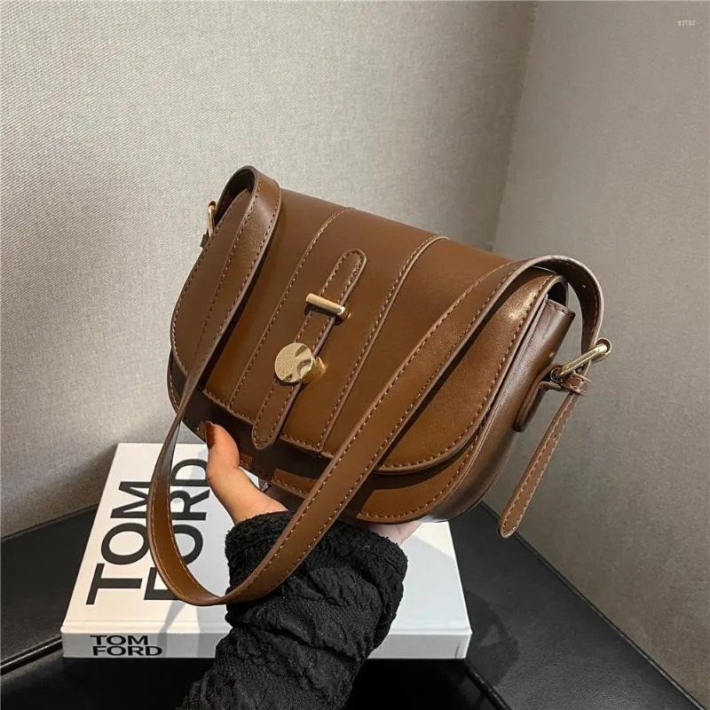 Evening Bags Burminsa Retro Saddle Small Crossbody Shoulder For Women 2022 Trend Designer Semicircle Triple Compartments Ladies Handbags