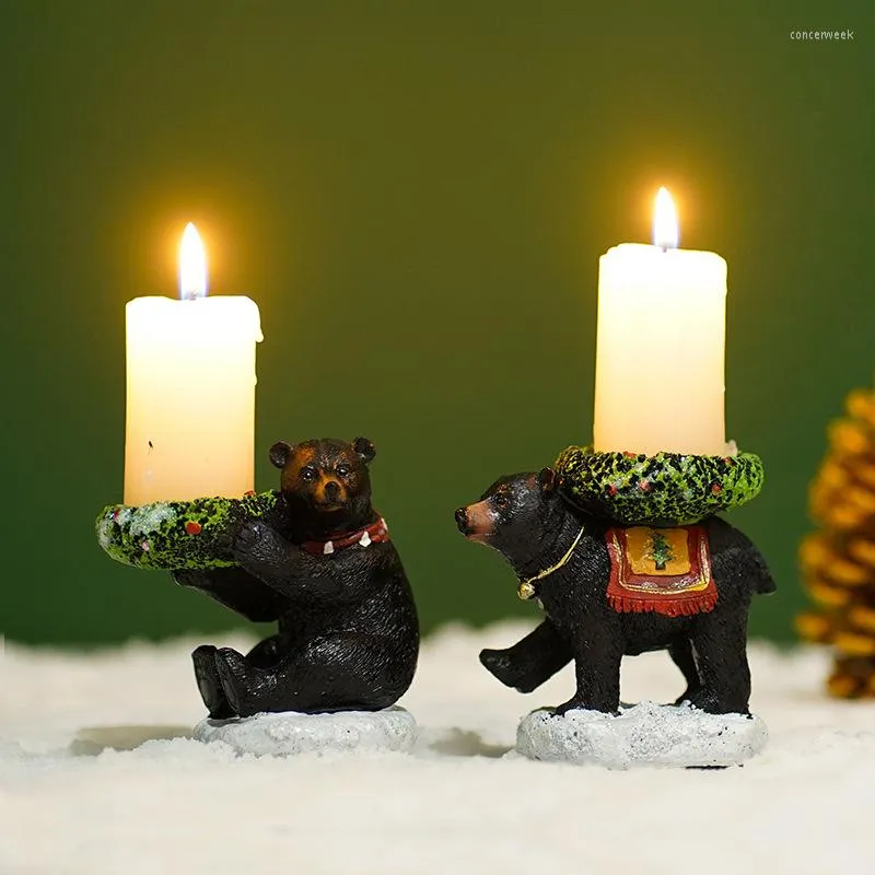 Candle Holders Christmas Candlestick Decoration Cartoon Animal Holder Living Room Desktop Handicraft Ornaments Home Decor