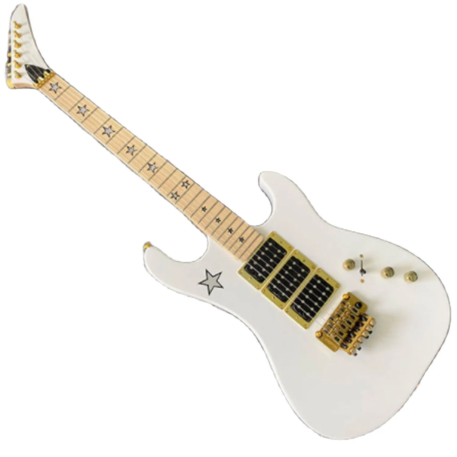 Lvybest Chitarra elettrica cinese Colore bianco Duplex Tremolo System 3 Pickup Stelle Fret Intarsi