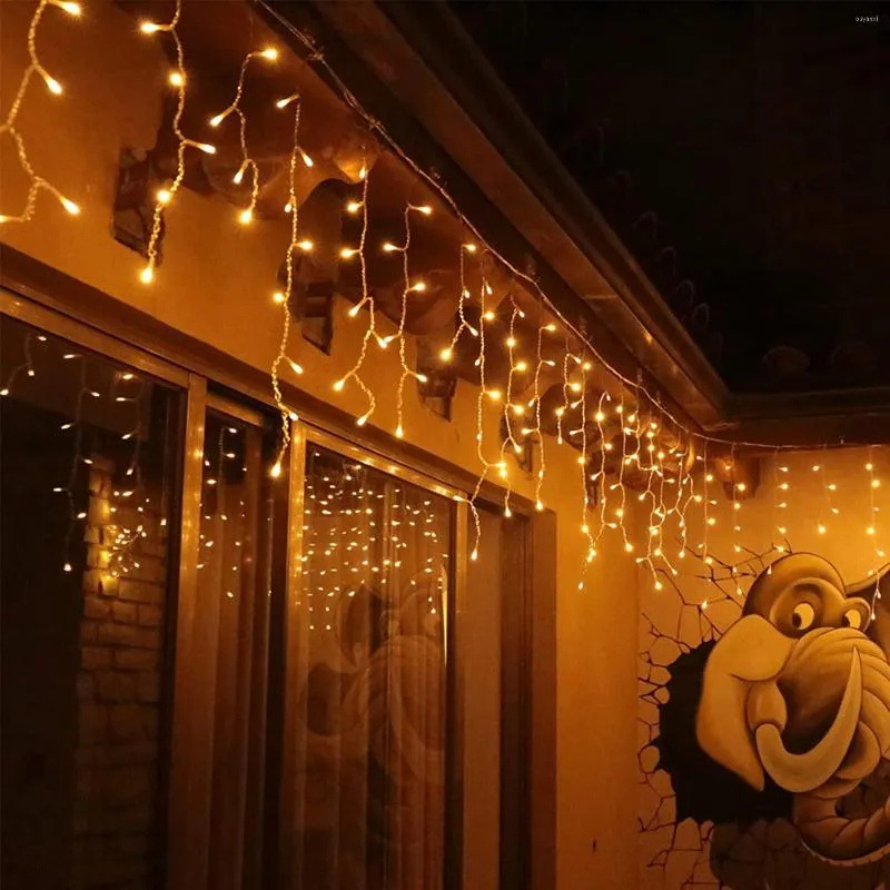 Struny lampy sznurkowe świąteczne Święta wróżka światła Outdoor Decoration Droop LED LED Curtain Year Wedding Party Garland