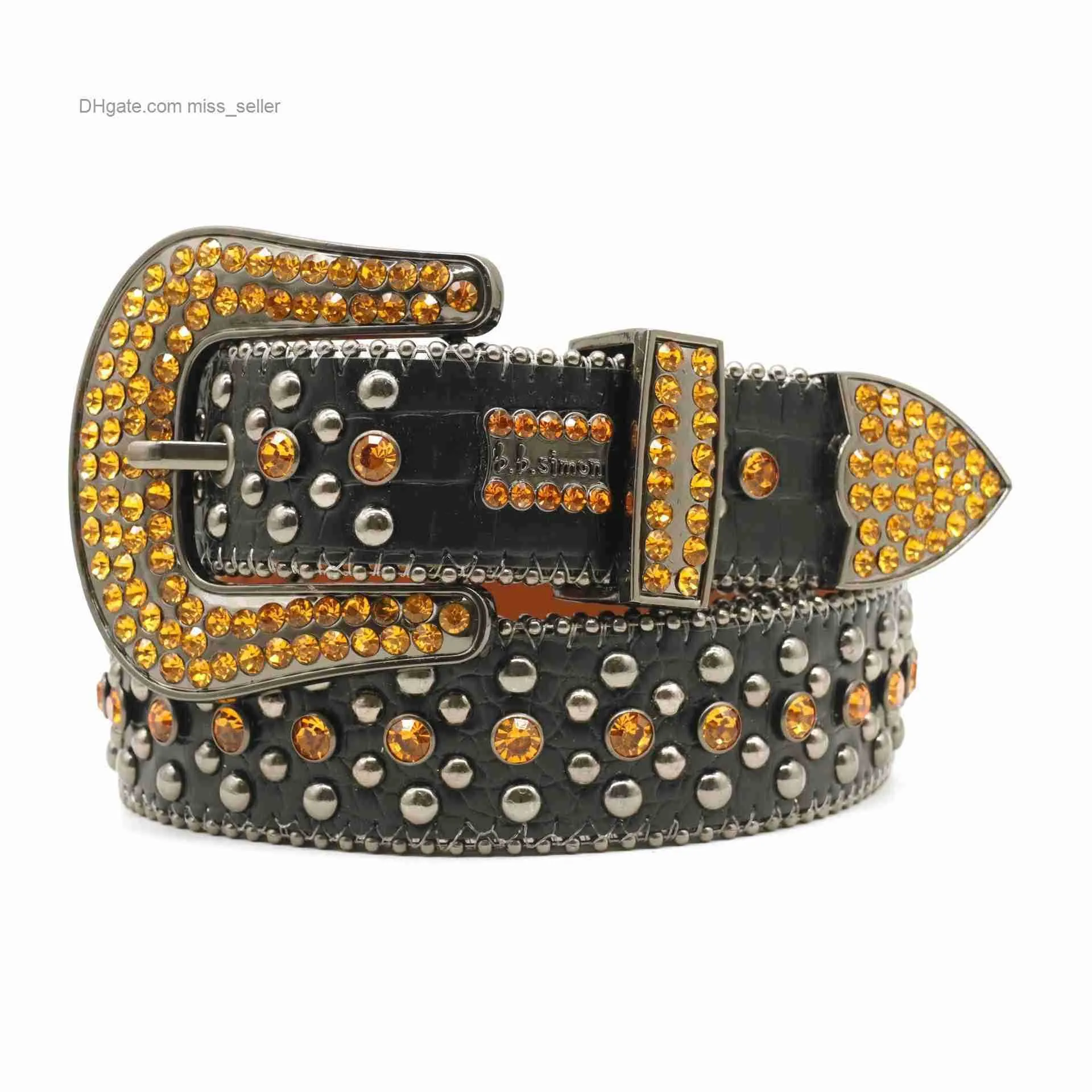 2022 Designer Belt Bb Simon Rhinestone belt Men's and Women's Same Rivet Pin Buckle Waist Seal Personality Network Red Trend Versatile Belt