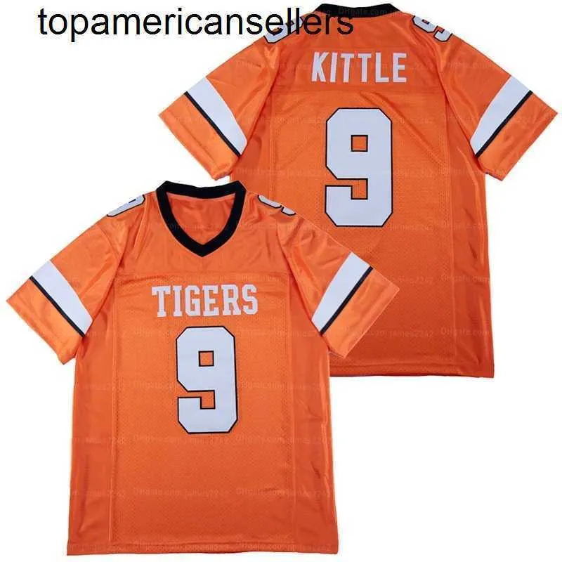 Maillot de football personnalisé George Kittle 9 # pour hommes, Norman Tigers, cousu Orange, taille S-4XL