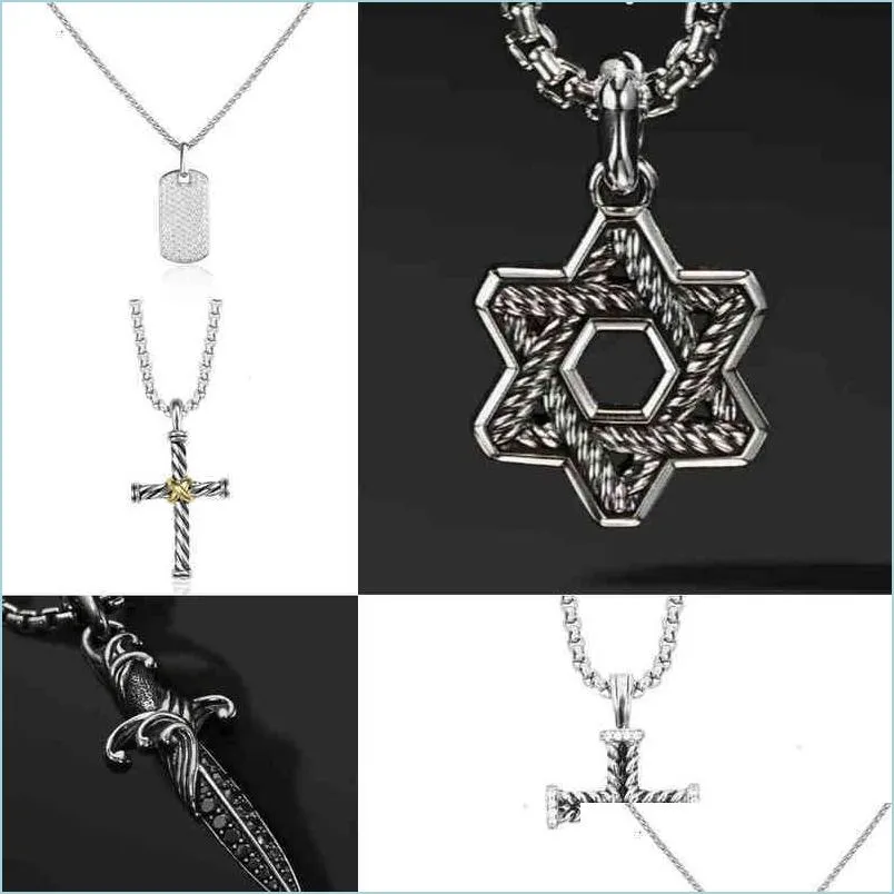 Pendentif Colliers Chaînes de diamants Pendentif Collier torsadé Sliver Hommes Charme Cristal Designer Colliers Femme Bijoux Bijoux Dhgarden Dhcjo