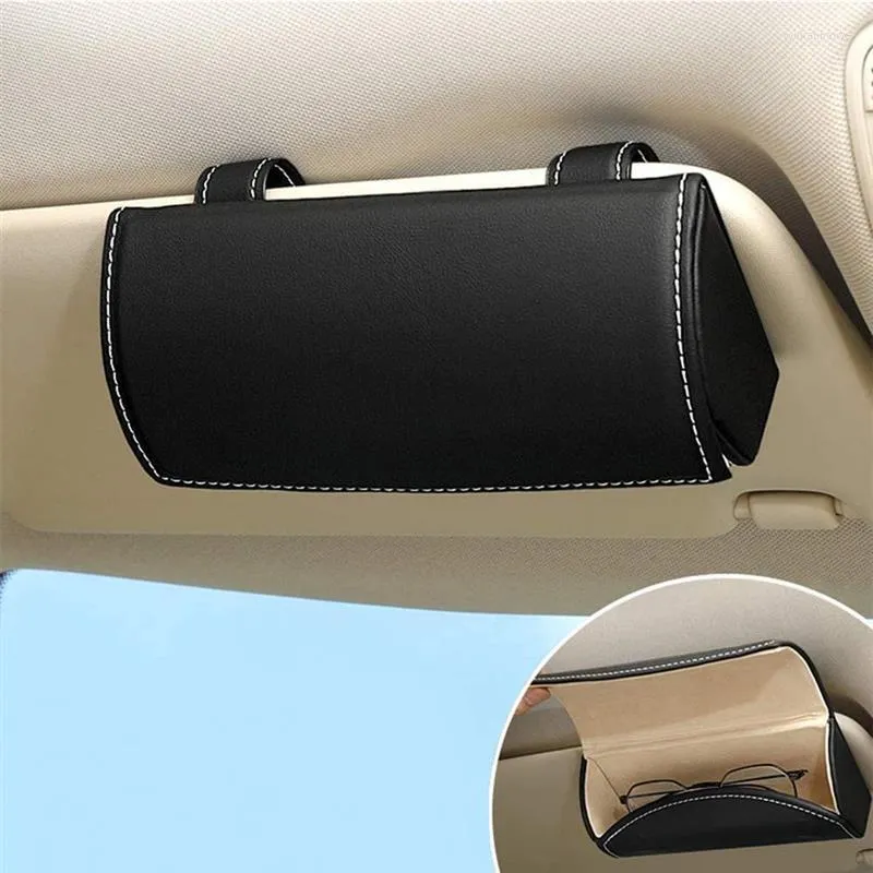 Accessoires d'intérieur porte-lunettes pour voiture pare-soleil en cuir lunettes de soleil Clip boîtier de rangement carte de billet Auto