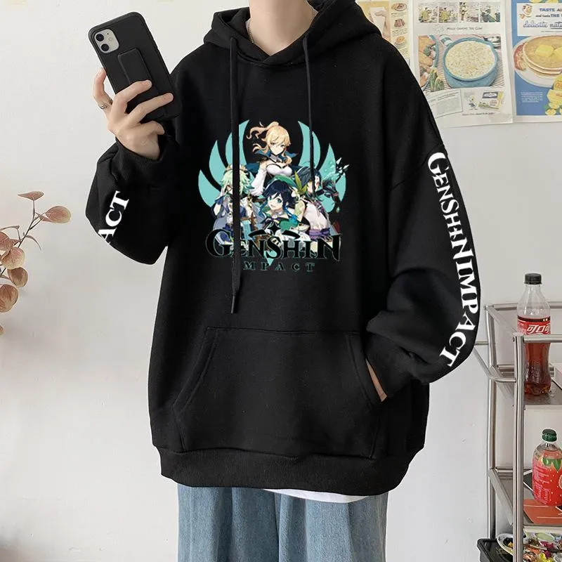 Felpe con cappuccio da uomo Genshin Impact Gioco Sucrose Xiao Barbatos Donna Streetwear Oversize Casual Unisex Uomo Moda Harajuku Anime Felpa