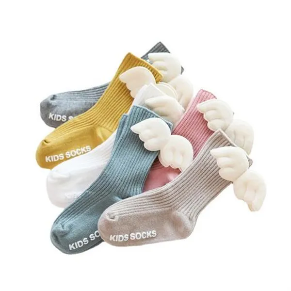 Baby Knie Hohe Socken Engel Flügel Sommer Herbst Baumwolle Solide Candy Farbe Kinder Kleinkind Kurze Socken für Kinder A66