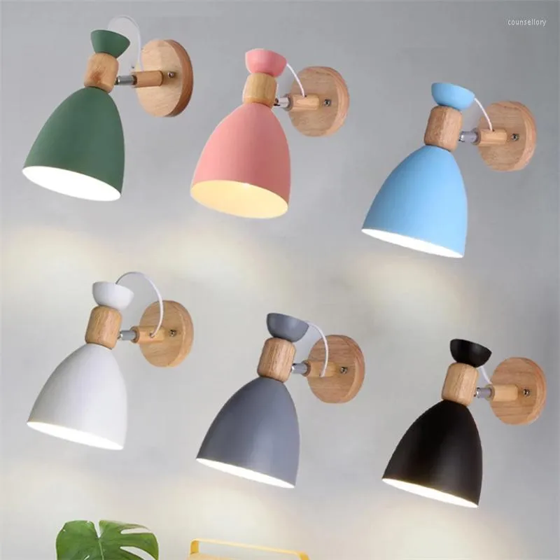 Lâmpadas de parede 90-260V Lâmpada LED nórdica para crianças quarto de cabeceira sala de estar e27 sconce decoração caseira iluminação de luzes modernas