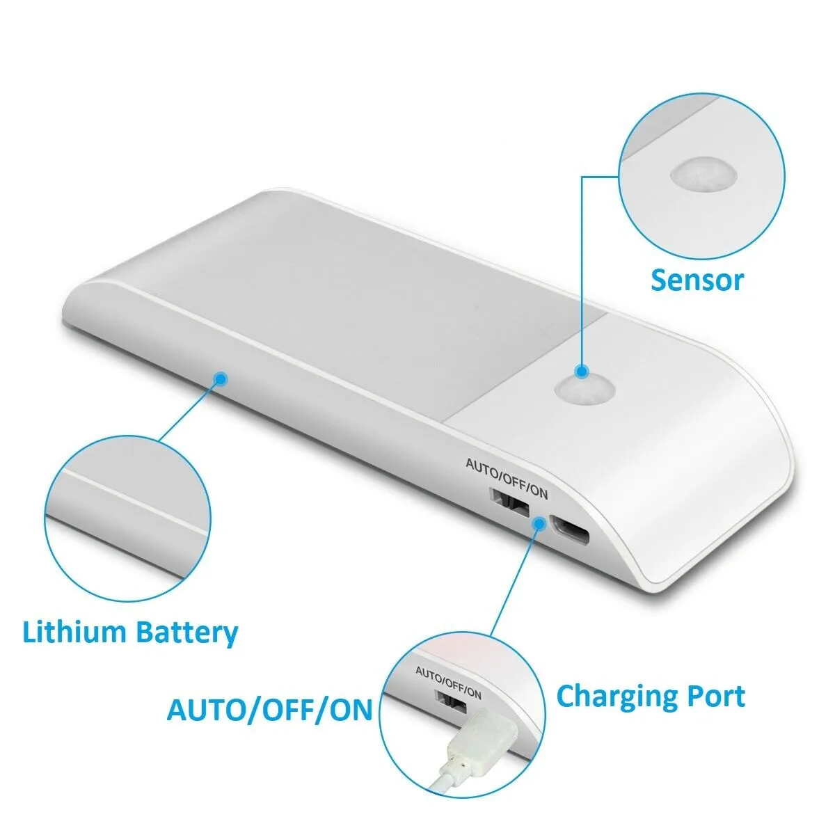 12 LED 디스플레이 무선 옷장 조명 PIR 모션 센서 스트립 캐비닛 램프 USB 충전 가능