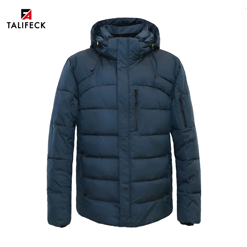 Mens Down Parkas TALIFECK Men Winter Jacket Sintepon Warm Coat Cotton Padded Quilted European Size 221129