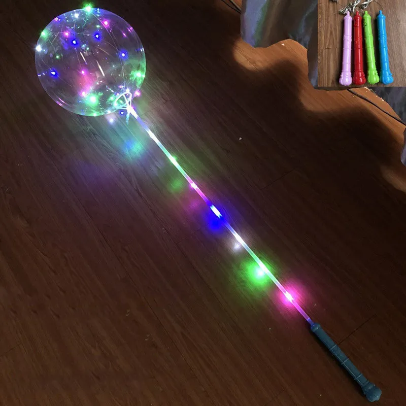 Party Decoration LED Luminous Bobo Balloon Flashing Light Up Transparent Balloons and 3M String Lights with Hand Grip Christmas Toys Gift