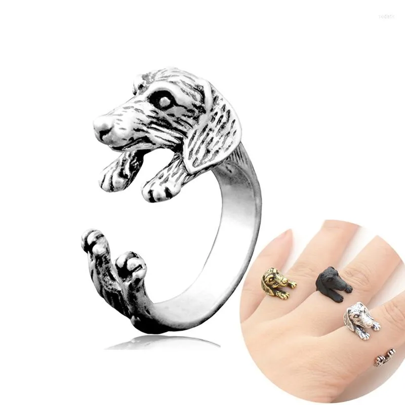 Cluster Rings Retro Punk Anillos Dog Wedding for Women Boho Dachshund Anel Masculino Пара кольца мужчин ювелирные любители любителей домашних животных годовщины