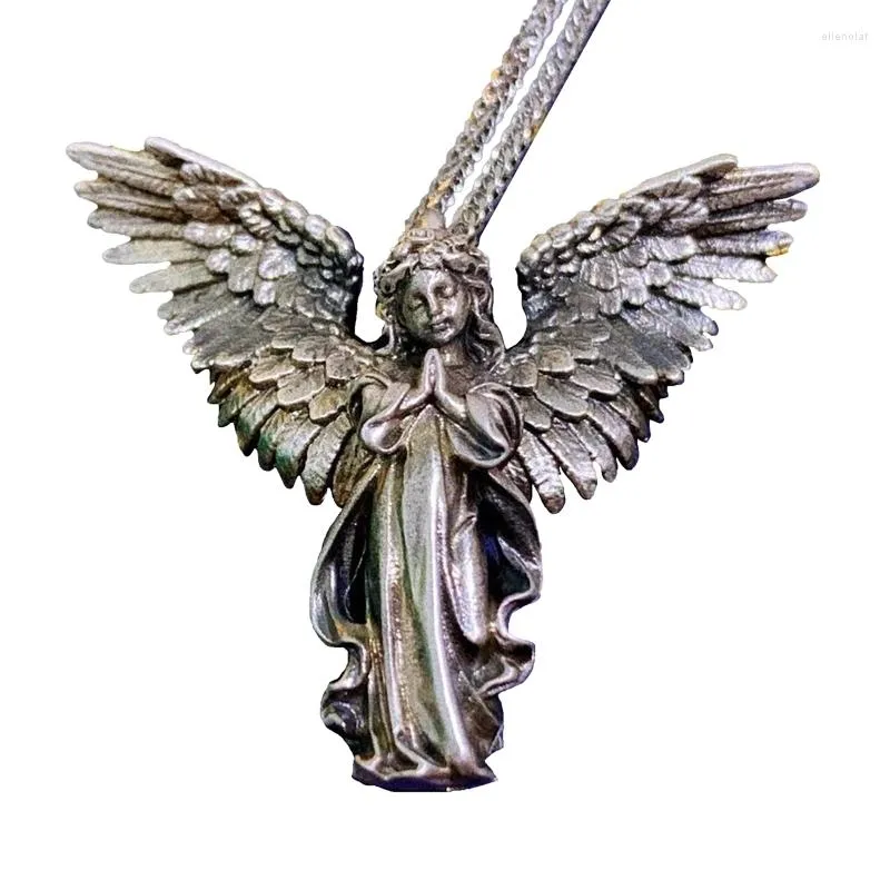 Hangende kettingen x6he Angel Wing handgemaakte zilveren ketting Guardian religieuze charme sleutelbeen kettingcadeau