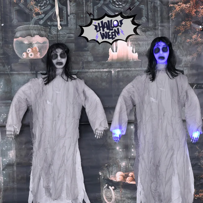 Dolls de pelúcia de Halloween pendurado feminino fantasma adereços de grito grito