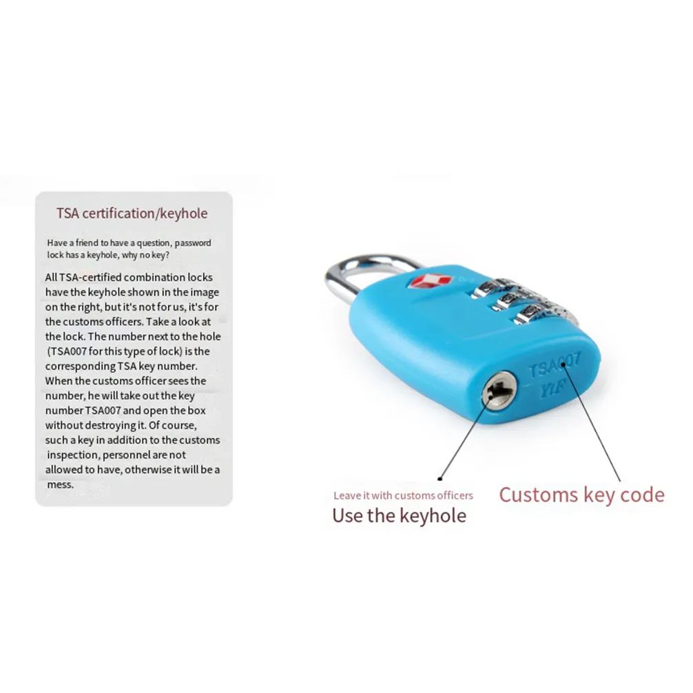 New 3 Digit Code Combination Lock Resettable Customs locks Travel locks Luggage Padlock Suitcase High Security C1124