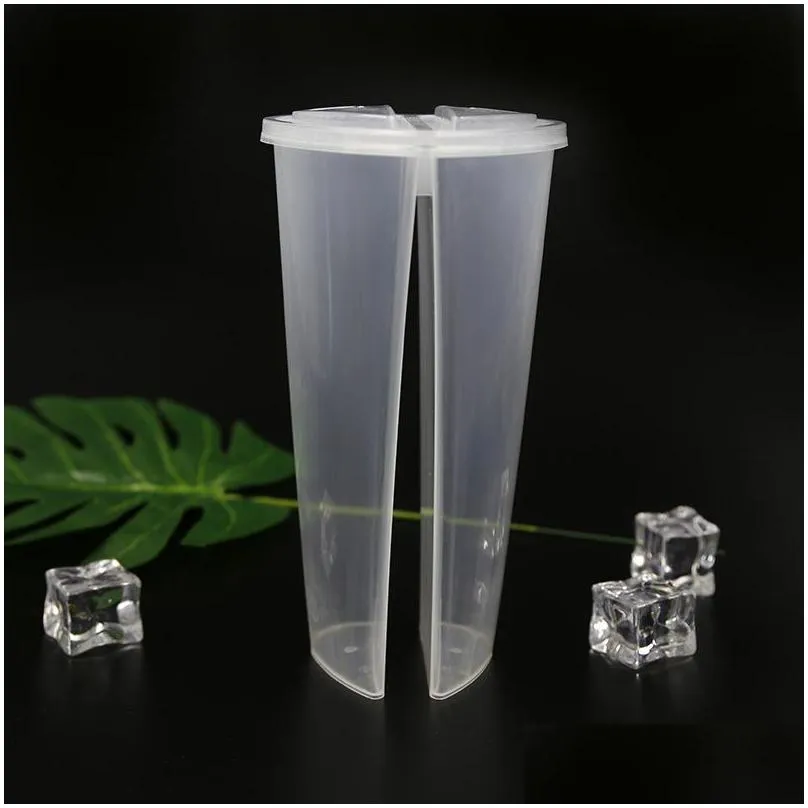 600ml heart shaped double share cup transparent plastic disposable cups with lids milk tea juice for lover couple 361 s2