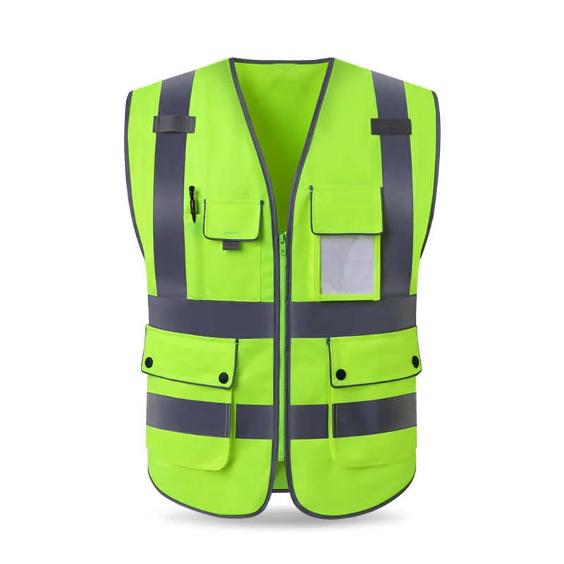 Gilet réfléchissant haute visibilité, gilet de sécurité avant à fermeture éclair avec bandes réfléchissantes, vêtements de travail de Construction, gilet réfléchissant de sécurité