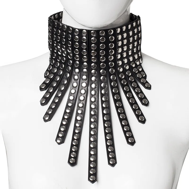 Kostymtillbeh￶r Ny goth punk svart l￤der krage choker halsband gotiska mode coola kl￤dhalsband f￶r kvinnor smycken