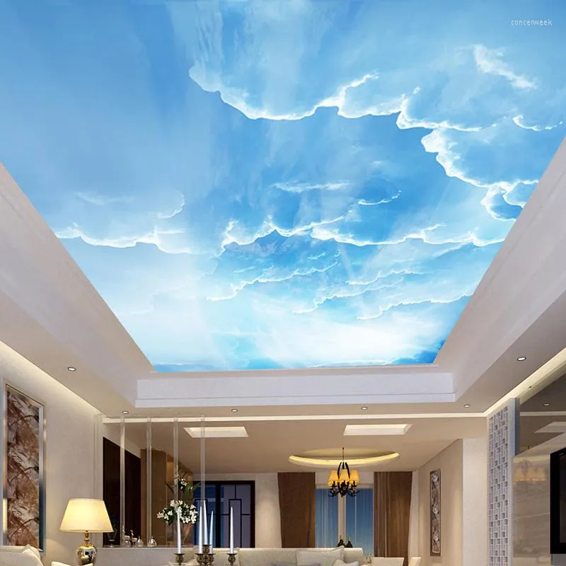 Wallpapers Custom 3D Po Wallpaper Blue Sky White Clouds Ceiling Wall Murals For Living Room Bedroom Home Decoration Paper