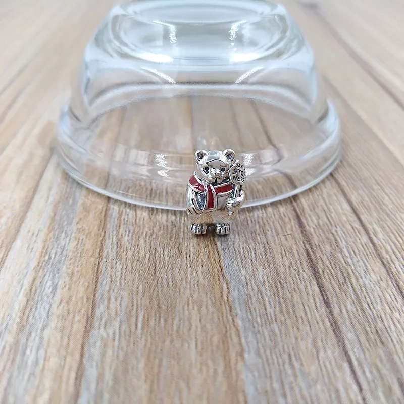 925 Sterling Silver kralen Kerstmis Polar Bear Charm Charms Past European Pandora Style Jewelry armbanden ketting 796466EN39 Annajewel