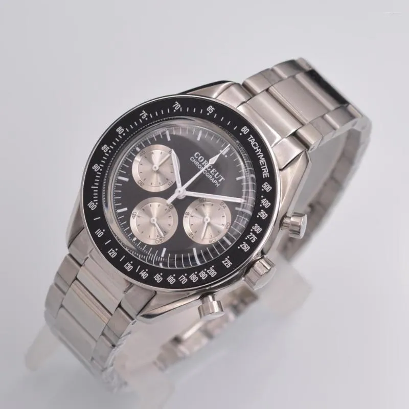 ساعة معصم 40 ملم رجل wristwatch فاخر العلامة التجارية رجالي الفولاذ المقاوم للصدأ كرونوغراف الكوارتز الساعات رجال الأعمال رجال الساعة ساعة
