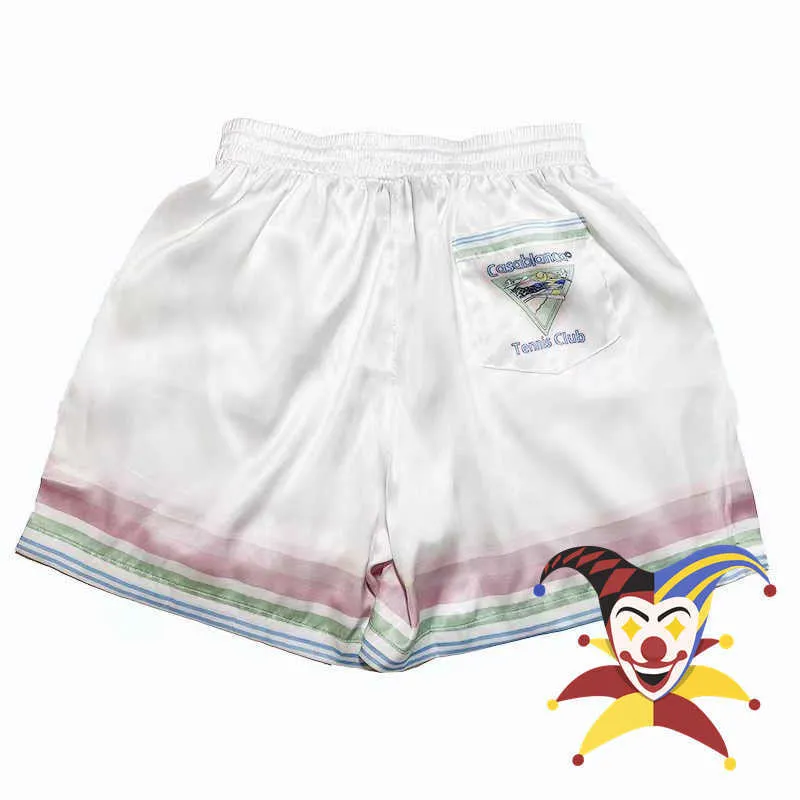 Shorts pour hommes 2022ss CASABLANCA short en soie hommes femmes blanc arc-en-ciel impression cordon shorts culottes T221129 T221129