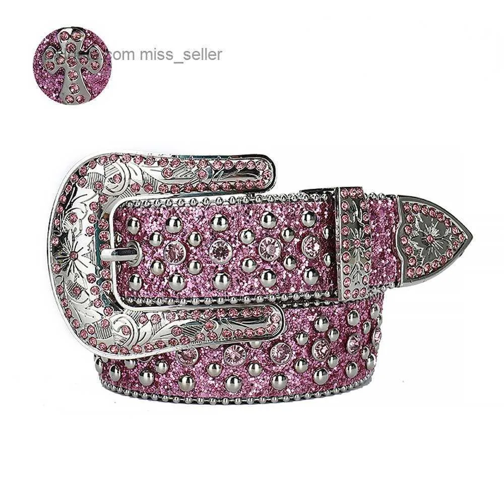 2022 Designer Belt BB Simon Guangzhou Rhinestone Belt Inlaid Handgjorda Hip Hop Punk Fashion Versatile Belt Miss Seller