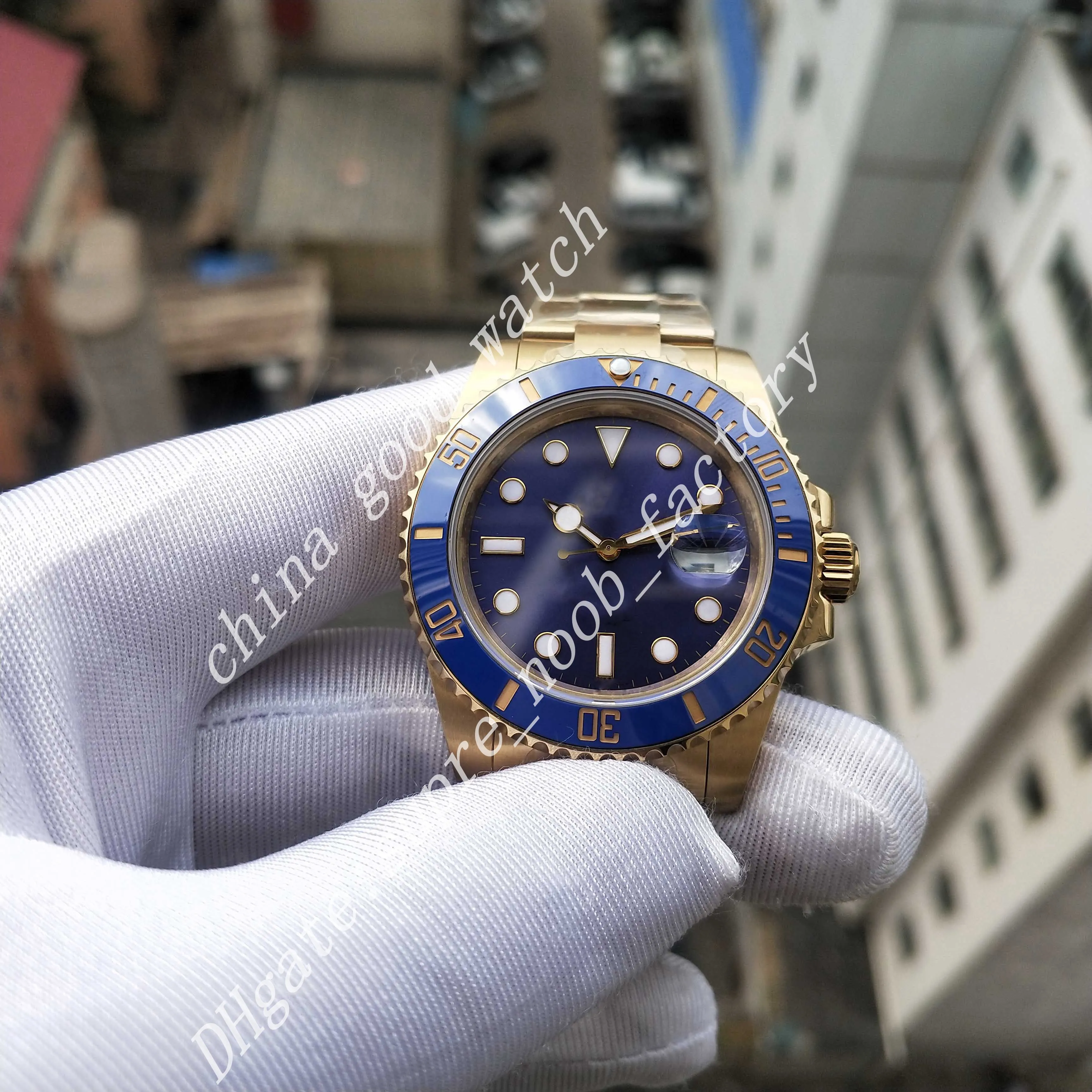 Qualit Montre Homme Classique BPF Or 40MM Taille Homme Super Bleu