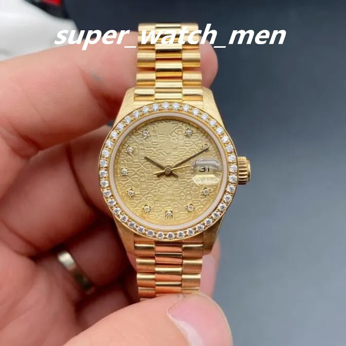 Dameshorloge automatische mechanische datejust 18k geel goud patroon diamanten wijzerplaat dames horloges 2813 beweging saffier duik dame mode meisje polshorloges cadeau