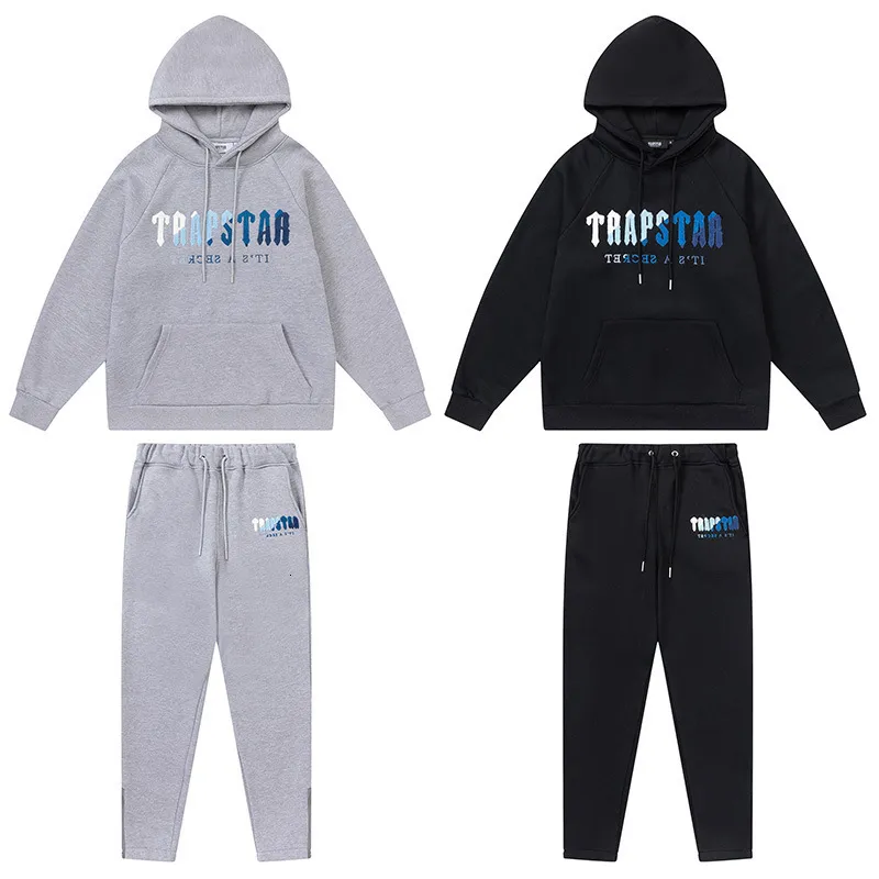 Herrspårar Trapstar Street Trend Hoodies Thandduk med hög kvalitet Fleece Sweatshirt Män kvinnliga träningsdräkter PulloverSweatpants Suits 221128