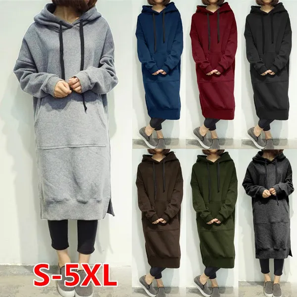 Sweats à capuche pour femmes Sweatshirts Femmes Long Automne Hiver Lâche à capuche Casual Sweat-shirt surdimensionné Baggy Pulls Robe 7 couleurs S-5XL 221129