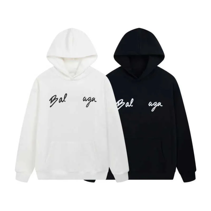 23SS 디자이너 패션 Balencigas Graffiti 까마귀 가을과 겨울 클래식 버튼 후드 풀오버 스웨터 느슨한 캐주얼 인쇄 후드 Balencaigaity