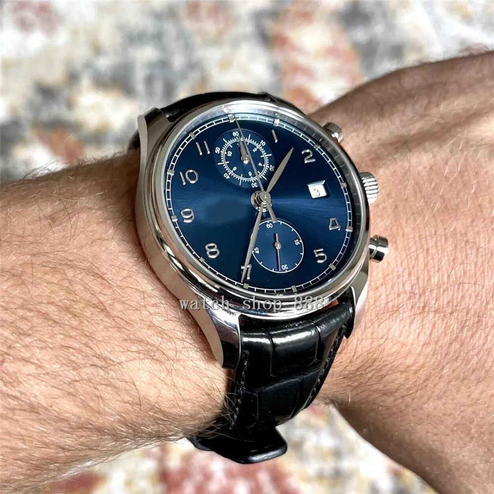Reloj De Pulsera De Lujo Cronografo Clasico 42 Mm Fecha Flyback Esfera Azul IW390303 Reloj Automatico Para Hombre 319R 9 681 DHgate