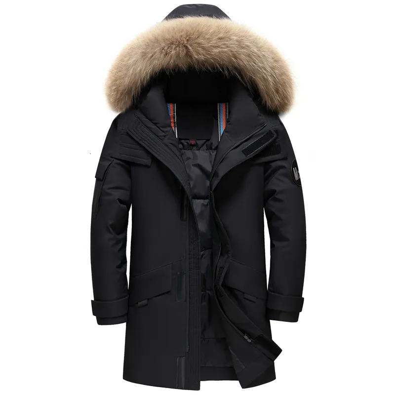 Heren down parkas real bont kraag jasje kapsel warme winterjas mannen 90% witte eend long parka hight kwaliteit man overjas 221129