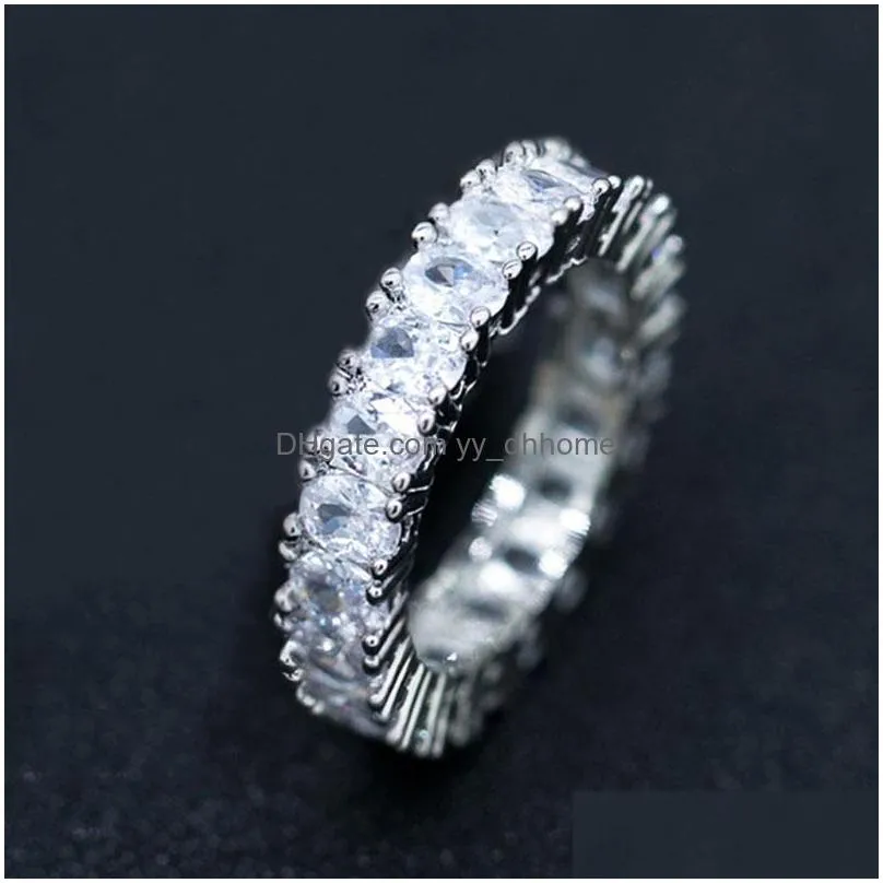 Pierścienie opaski luksusowy design lśniące diamentowy pierścionek zaręczynowy elegancki 4 mm serce okrągły kwadratowy sześcien cyrkonia utwardzona 925 biżuteria sier dhbif