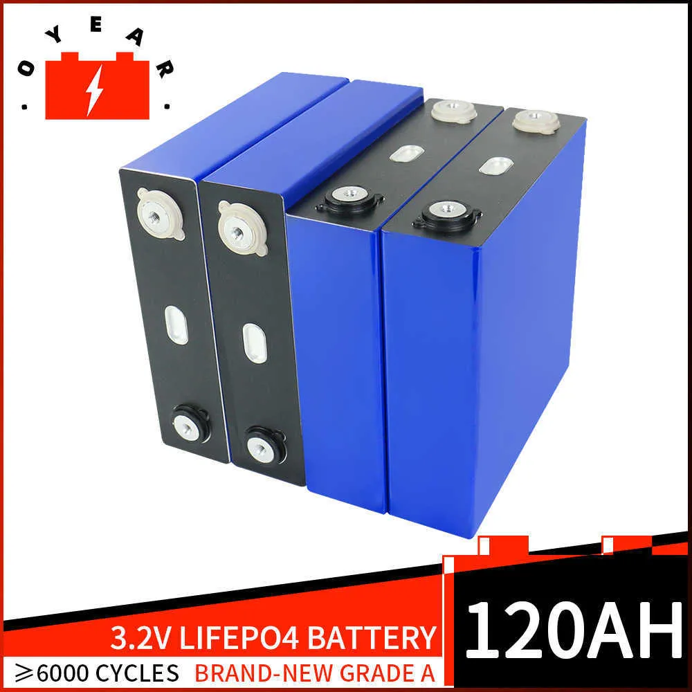 Batería Lifepo4 de 3,2 V y 120AH, celda de fosfato de hierro y litio recargable de grado A, adecuada para sistema de almacenamiento Solar DIY de 12V, 24V y 48V