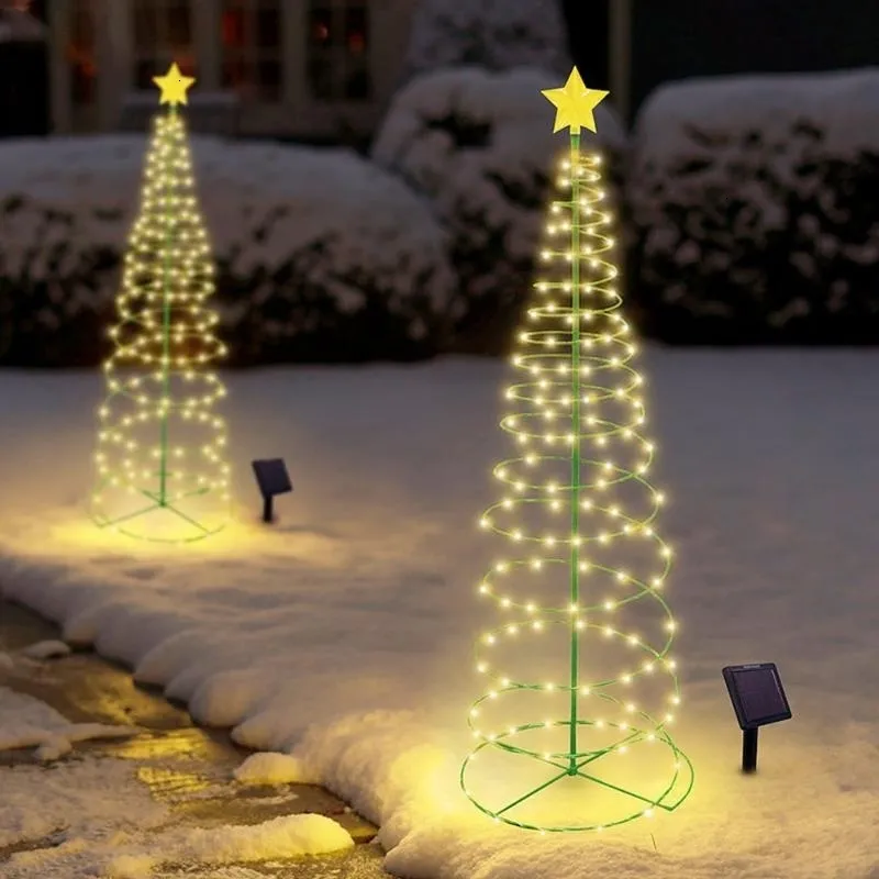 Weihnachtsdekorationen im Freien, wasserdichte Solar-LED-Baumbetriebene Lichterketten, Jahr 2023, Ornament-Garten 221130