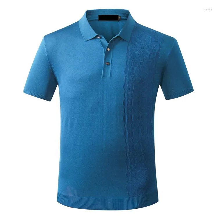 قميص Polos للرجال بولو الحرير الرجال 2022 أعمال الموضة قصيرة الأكمام مريحة زر مرونة عالية الجودة كبيرة الحجم m-5xl