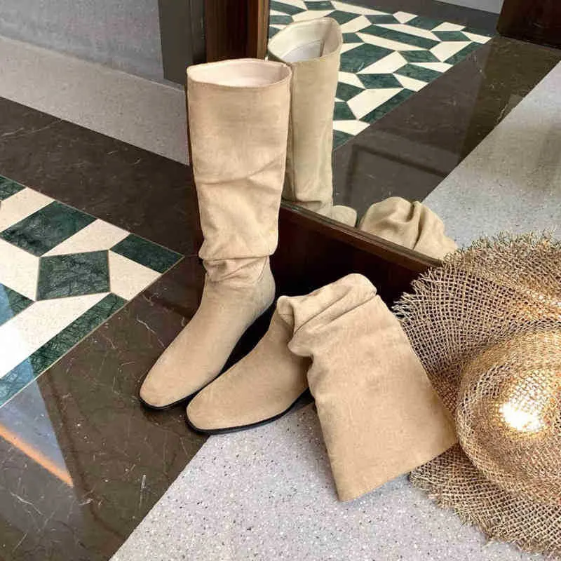 Bottes Cavalier En Daim R tro Pour Femmes pais Pointues Pointues