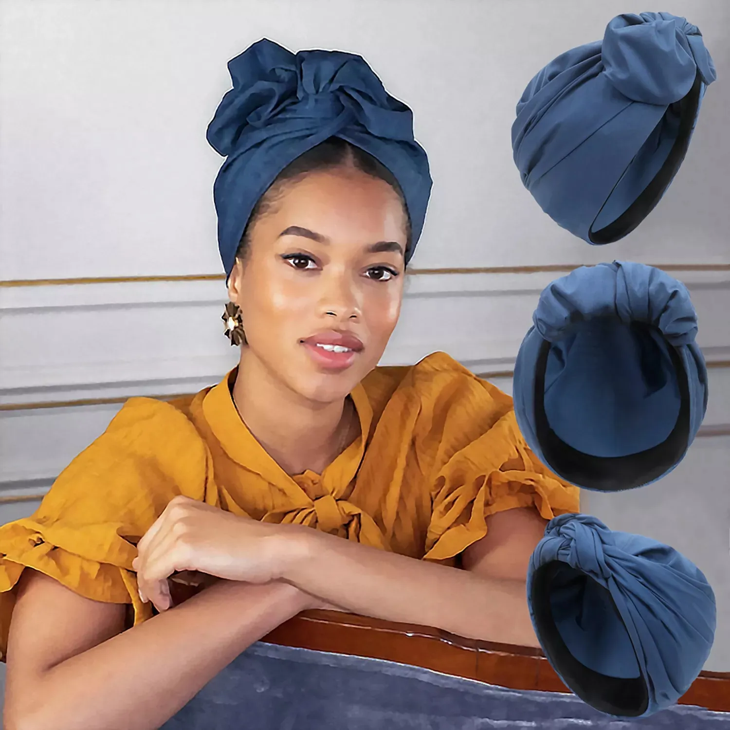 2022 New French Vintage Turbante Sciarpa Bandana femminile Fascia Copricapo da donna Cap Ladies Head Wraps Foulard musulmano Cofano