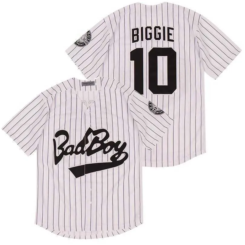 Camisa de beisebol Notorious Badboy Bad Boy 10 Biggie Smalls toda costurada