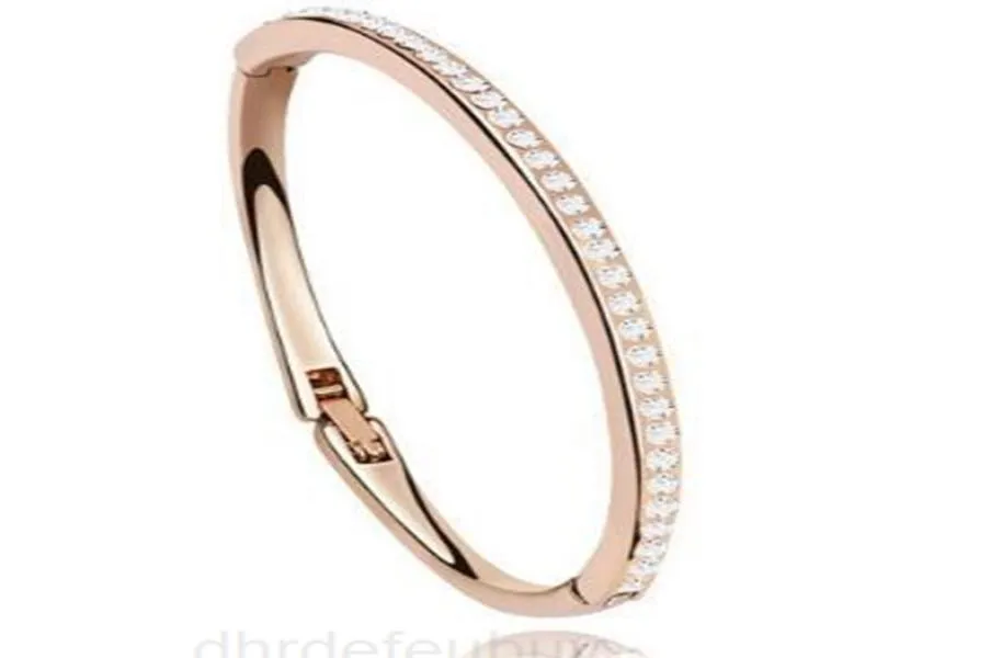 2022 New Women Full Diamond Charm Crystal Bracelet Bangles 18k Rose Gold Filled Trendy Jewelry for Christmas Gift Brand Chain 7pwf1089722